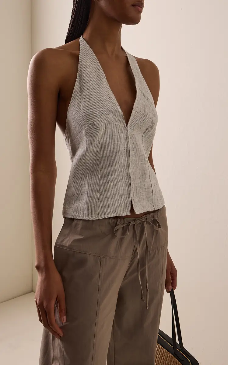 Deiji Studios Close Striped Linen Halter Top | Thumbnail 2 Deiji Studios Close Striped Linen Halter Top | Thumbnail 2