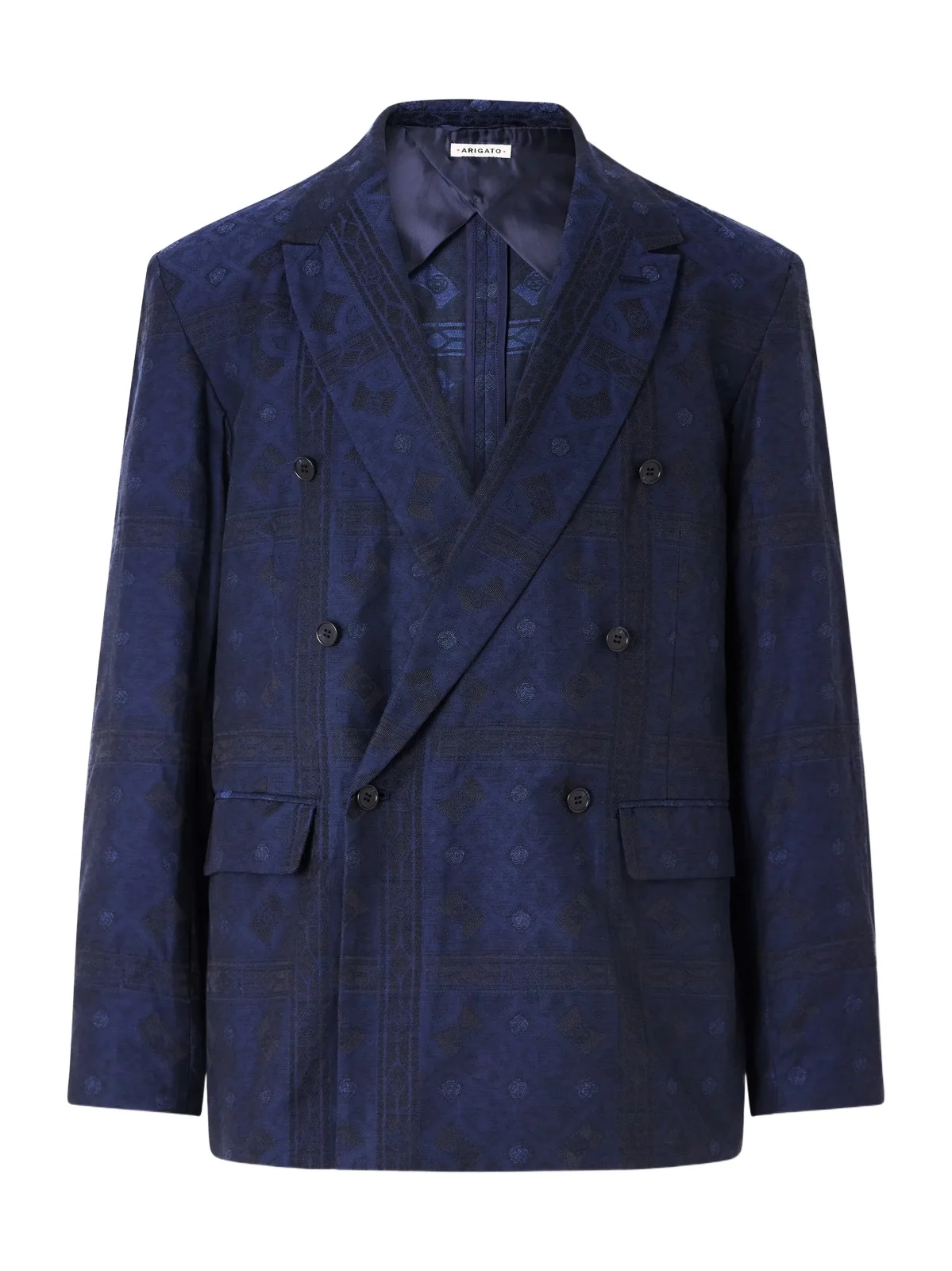 Double-Breasted Cotton-Blend Jacquard Suit Jacket - Men Double-Breasted Cotton-Blend Jacquard Suit Jacket - Men