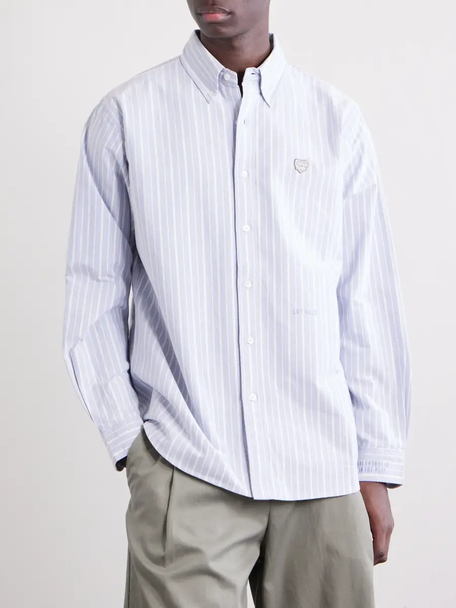 Human Made Button-Down Collar Logo-Appliquéd Striped Cotton Shirt - Men | Thumbnail 3 Human Made Button-Down Collar Logo-Appliquéd Striped Cotton Shirt - Men | Thumbnail 3