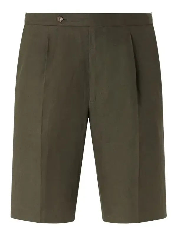 Straight-Leg Pleated Linen Shorts - Men Straight-Leg Pleated Linen Shorts - Men