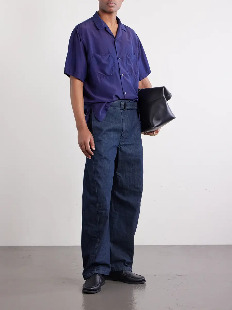 Blue Blue Japan Convertible-Collar Indigo-Dyed Silk-Habotai Shirt - Men | Thumbnail 2 Blue Blue Japan Convertible-Collar Indigo-Dyed Silk-Habotai Shirt - Men | Thumbnail 2