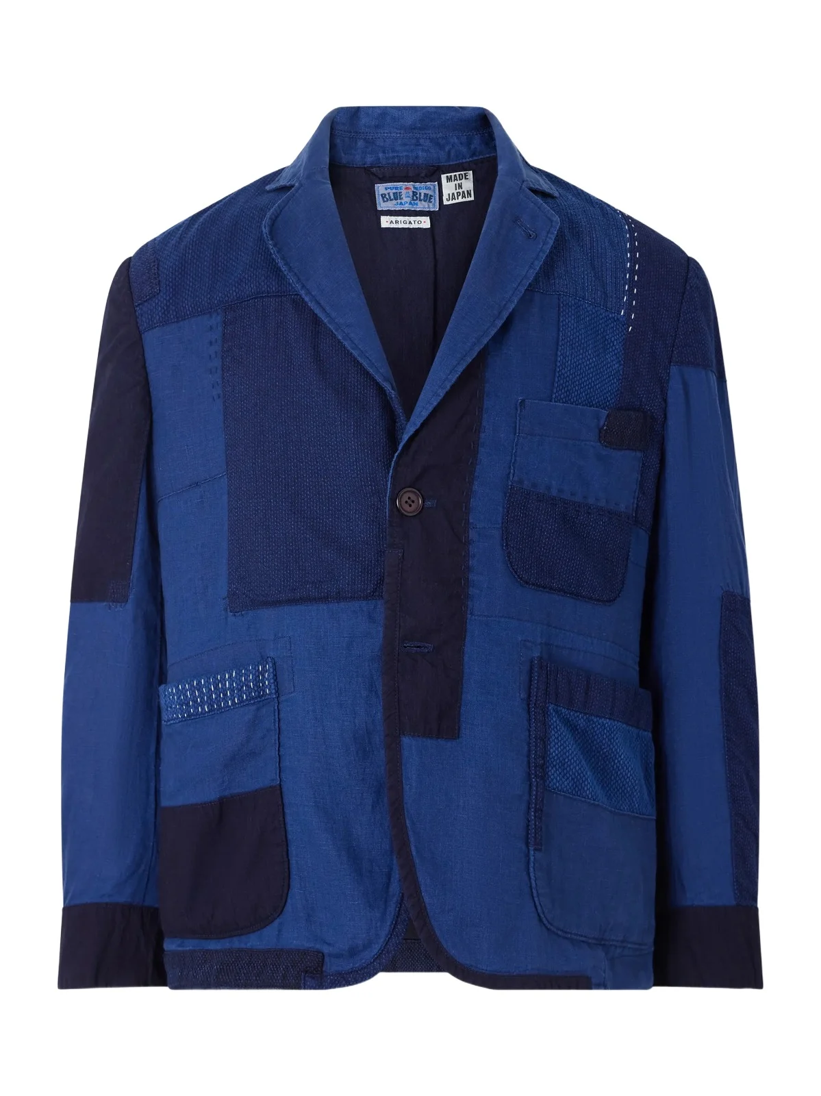 Nenrin Indigo-Dyed Patchwork Linen Blazer - Men