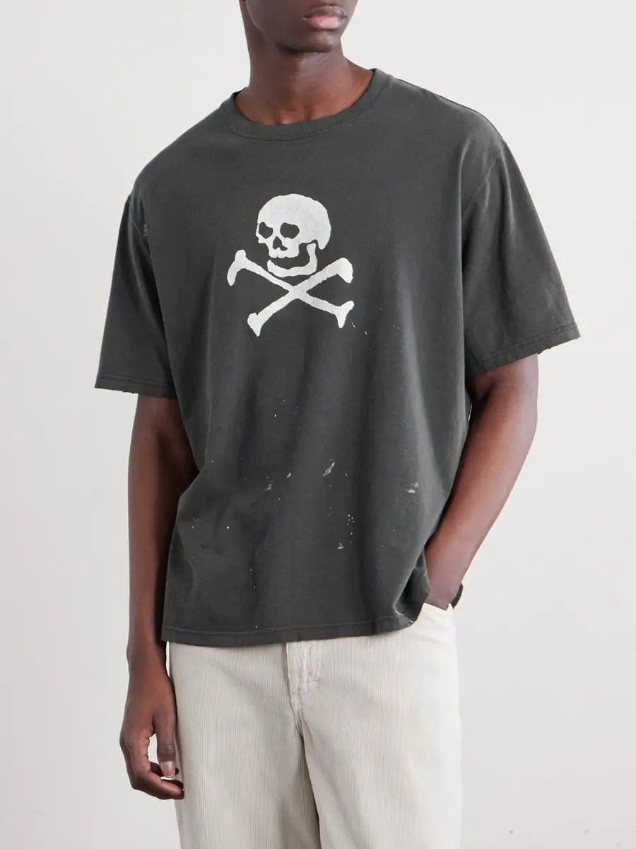 OrSlow Vintage Fade Printed Paint-Splattered Cotton-Jersey T-Shirt - Men | Thumbnail 3