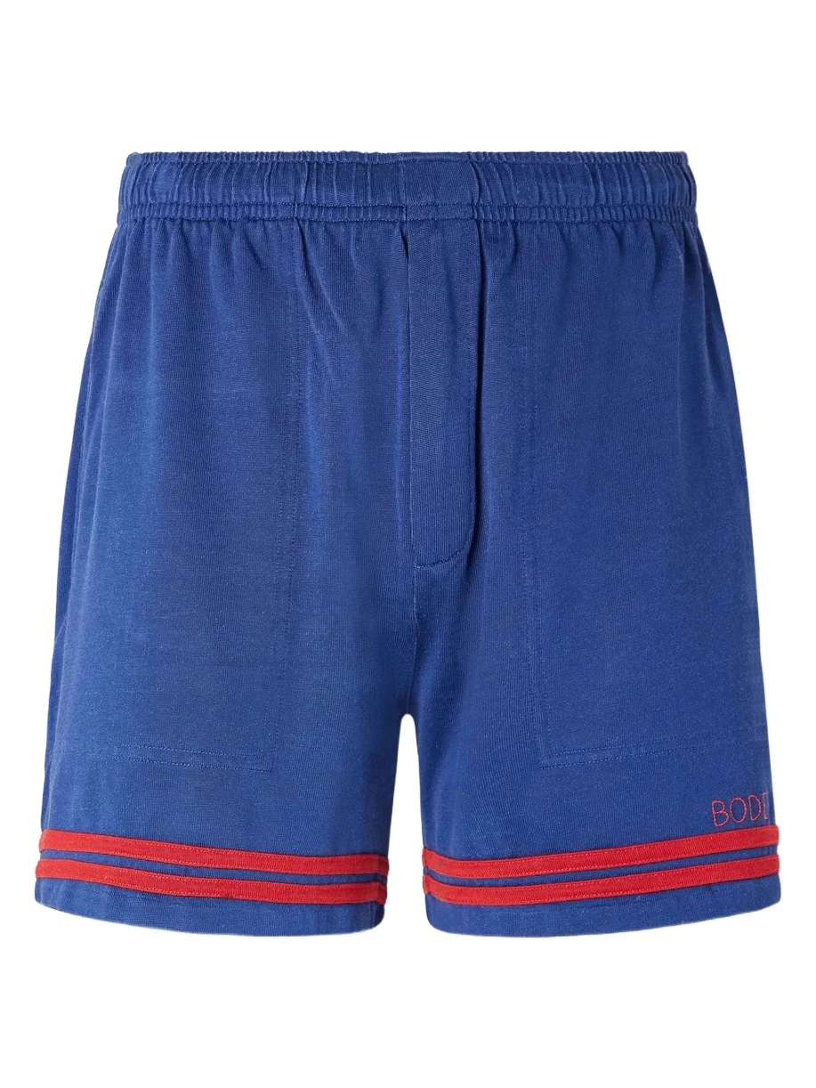 BODE Lakewood Straight-Leg Logo-Embroidered Striped Jersey Shorts - Men