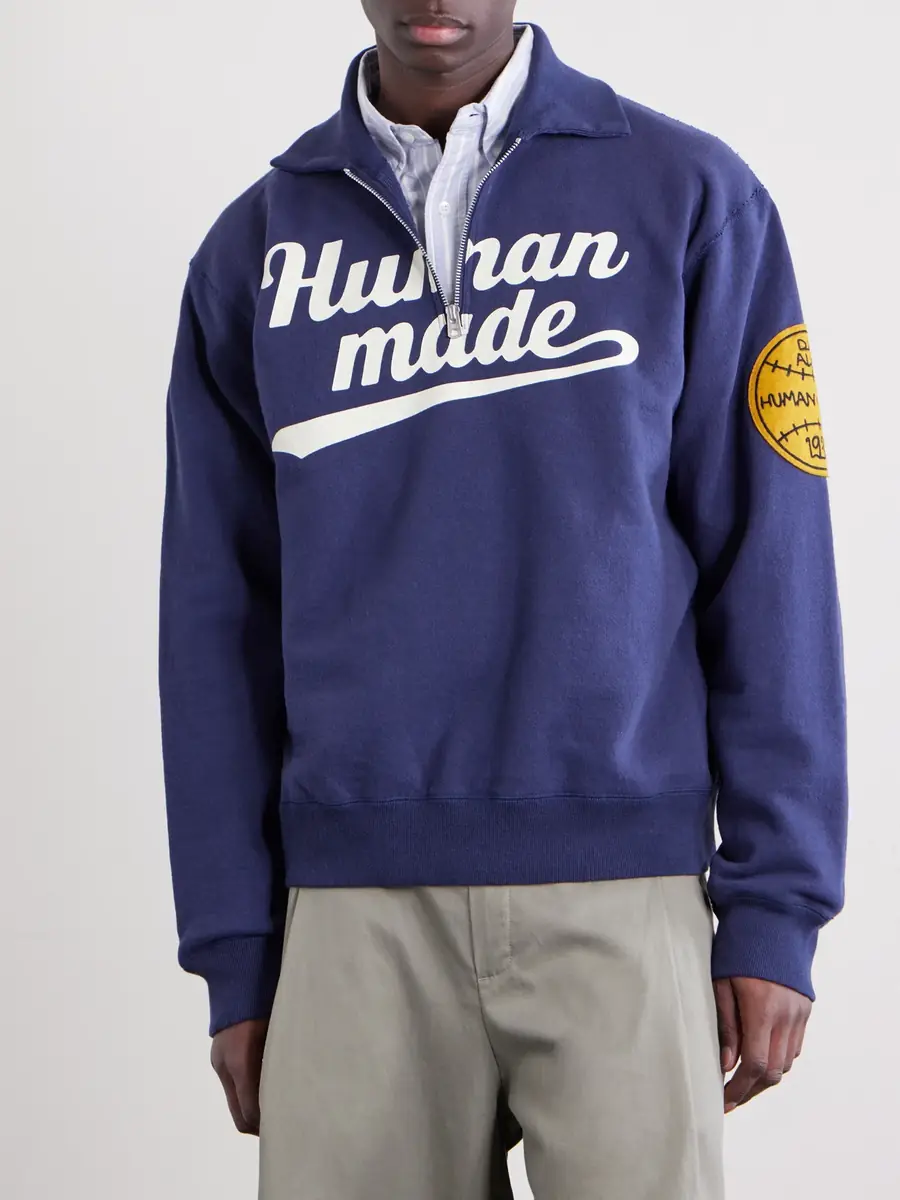 Human Made Logo-Print Cotton-Jersey Zip-Up Sweatshirt - Men | Thumbnail 3