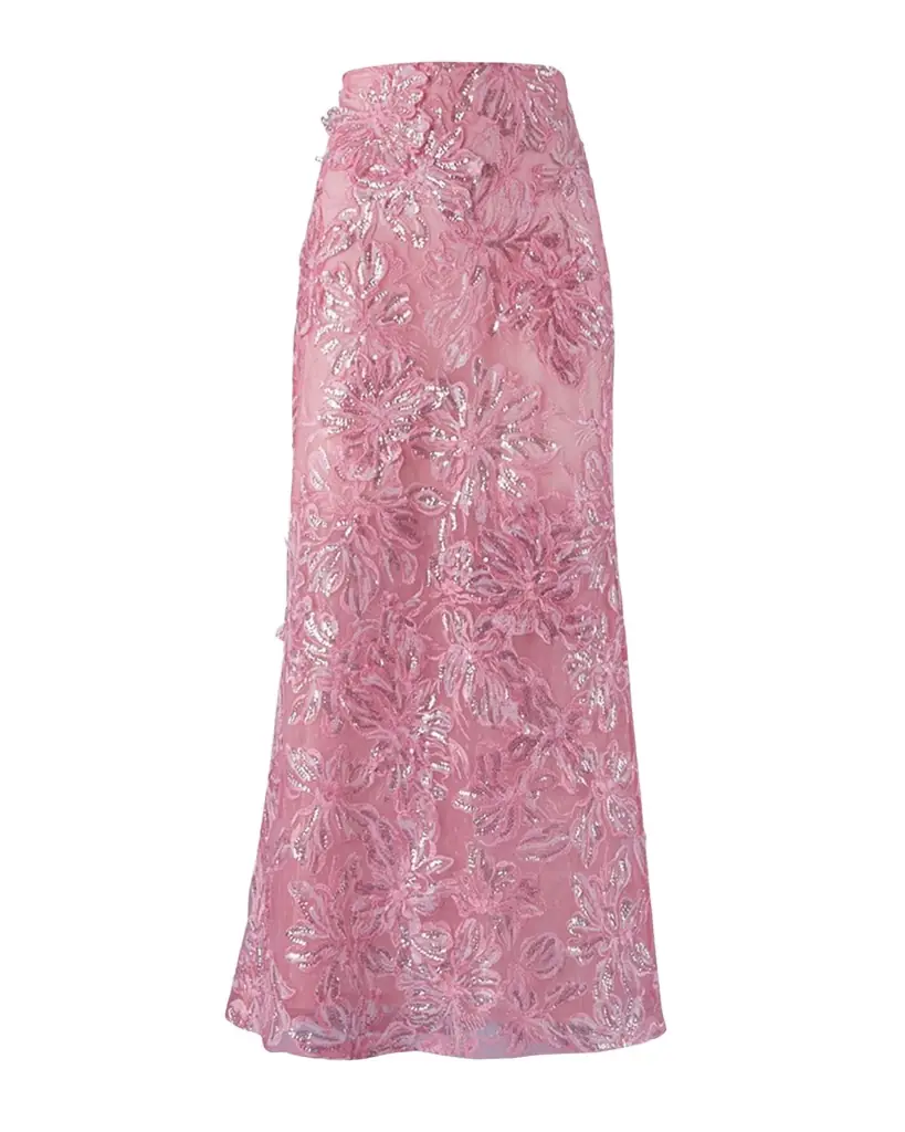 Astrid Sequin Embroidered Lace Midi Skirt Astrid Sequin Embroidered Lace Midi Skirt