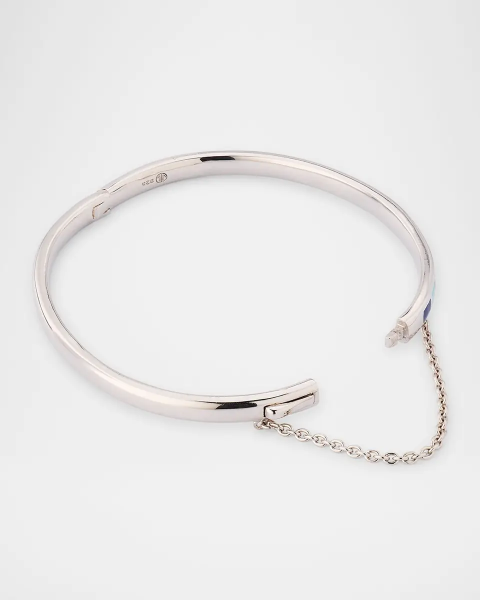 Jan Leslie Lapis, Blue MOP and Turquoise Dash Bangle Bracelet in Sterling Silver | Thumbnail 4 Jan Leslie Lapis, Blue MOP and Turquoise Dash Bangle Bracelet in Sterling Silver | Thumbnail 4