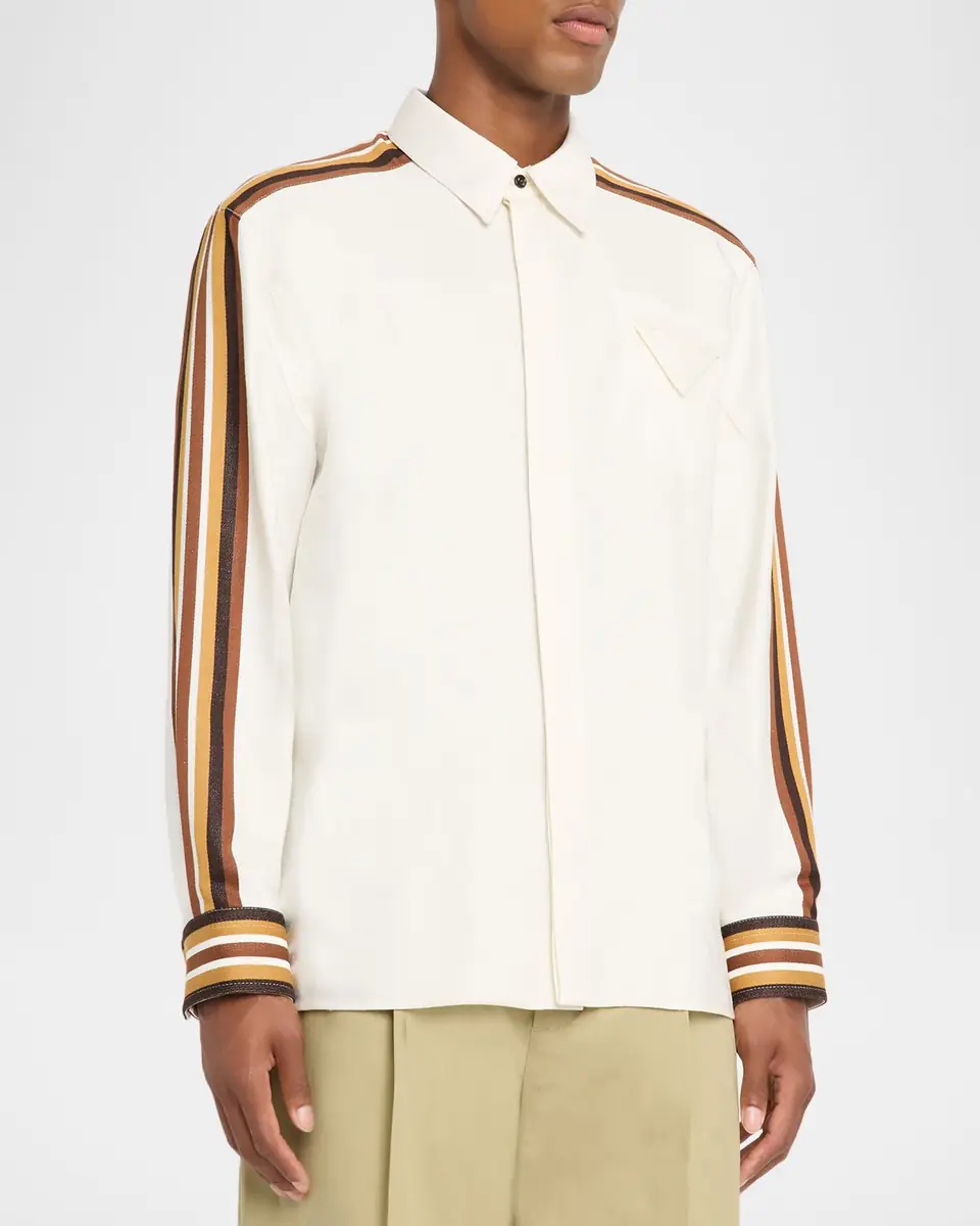 Bottega Veneta Men's Textured Stripe Sport Shirt | Thumbnail 3