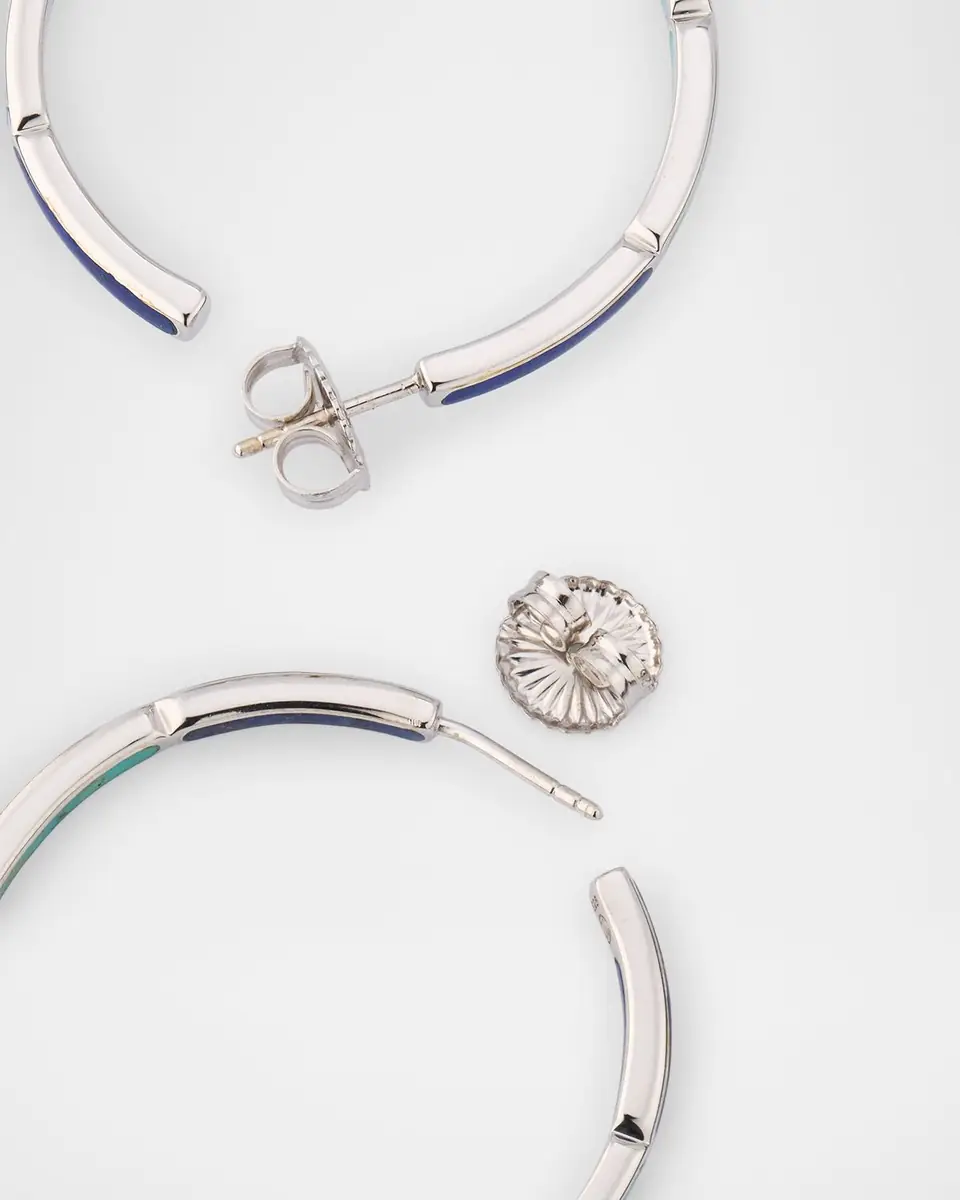 Jan Leslie Lapis, Blue MOP and Turquoise Hoop Earrings in Sterling Silver | Thumbnail 4 Jan Leslie Lapis, Blue MOP and Turquoise Hoop Earrings in Sterling Silver | Thumbnail 4