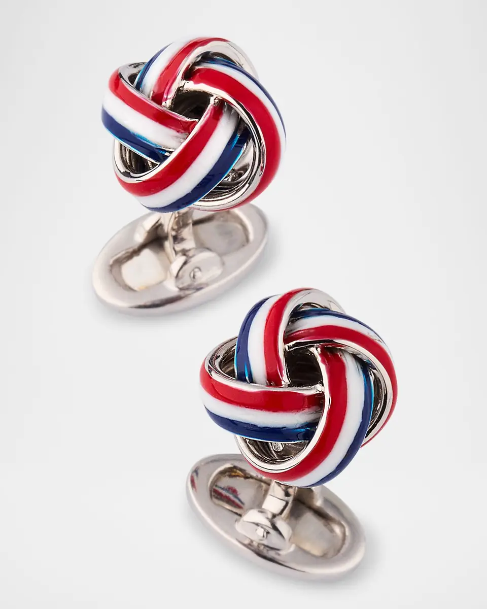 Jan Leslie Men's Sterling Silver Enamel Knot Cufflinks | Thumbnail 3