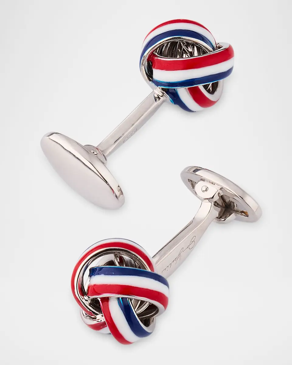 Jan Leslie Men's Sterling Silver Enamel Knot Cufflinks | Thumbnail 4