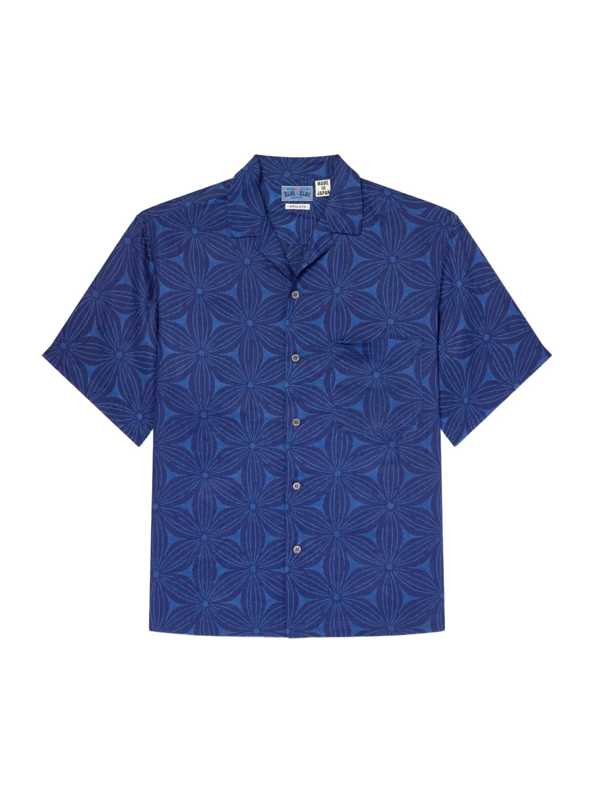 Sakura Camp-Collar Indigo-Dyed Floral-Print Linen Shirt - Men