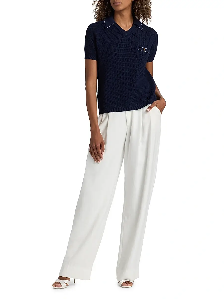 Versace Women's Cotton Knit Polo Top | Thumbnail 2