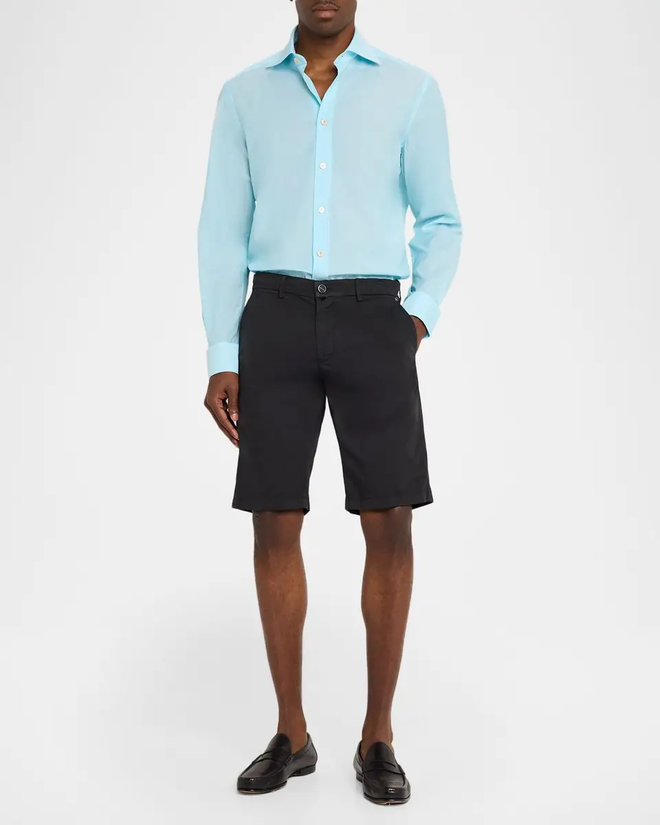 Kiton Men's Solid Cotton Classic-Fit Sport Shirt | Thumbnail 2 Kiton Men's Solid Cotton Classic-Fit Sport Shirt | Thumbnail 2