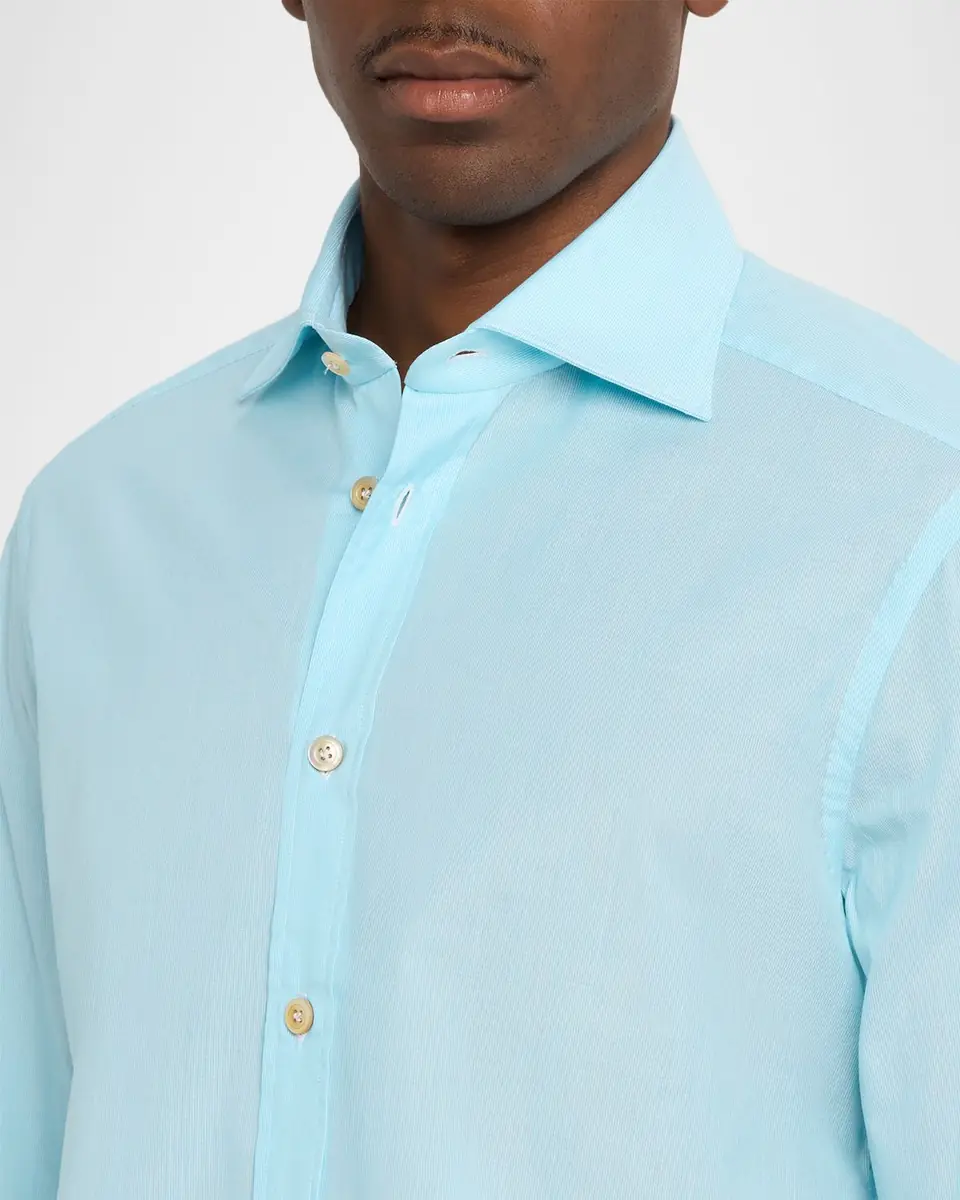 Kiton Men's Solid Cotton Classic-Fit Sport Shirt | Thumbnail 5 Kiton Men's Solid Cotton Classic-Fit Sport Shirt | Thumbnail 5