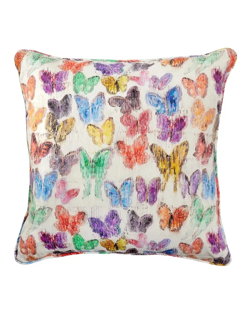 Hunt Slonem Spring Butterflies Linen Decorative Pillow, 22"