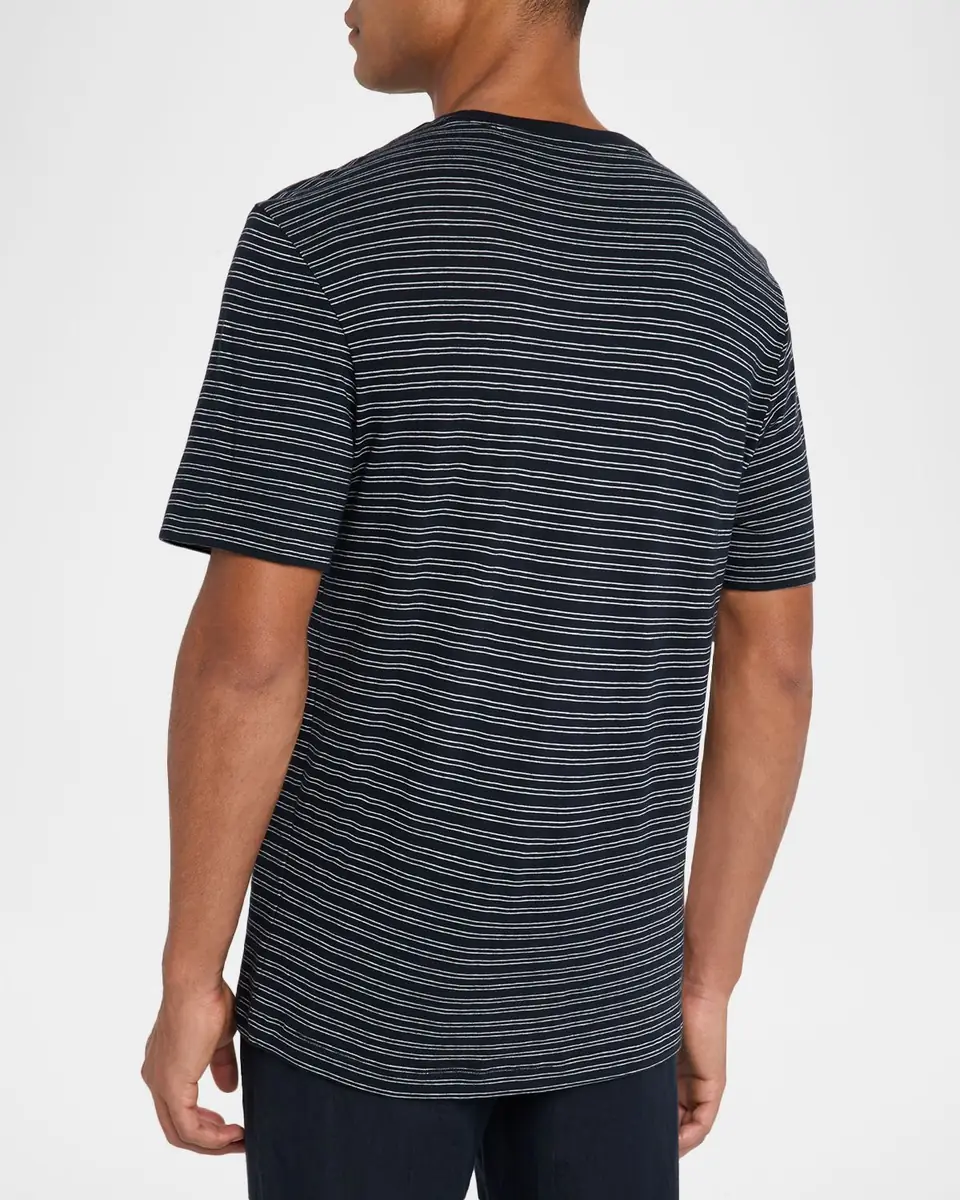 Vince Men's Cotton Thin Stripe Crewneck T-Shirt | Thumbnail 2 Vince Men's Cotton Thin Stripe Crewneck T-Shirt | Thumbnail 2