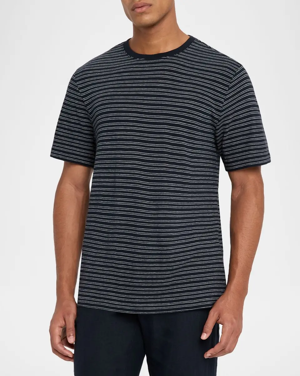 Vince Men's Cotton Thin Stripe Crewneck T-Shirt | Thumbnail 3 Vince Men's Cotton Thin Stripe Crewneck T-Shirt | Thumbnail 3