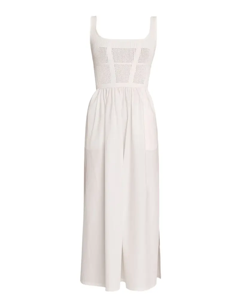 Reiss Kori Pointelle Mixed Media Midi Dress | Image 1 Reiss Kori Pointelle Mixed Media Midi Dress | Image 1