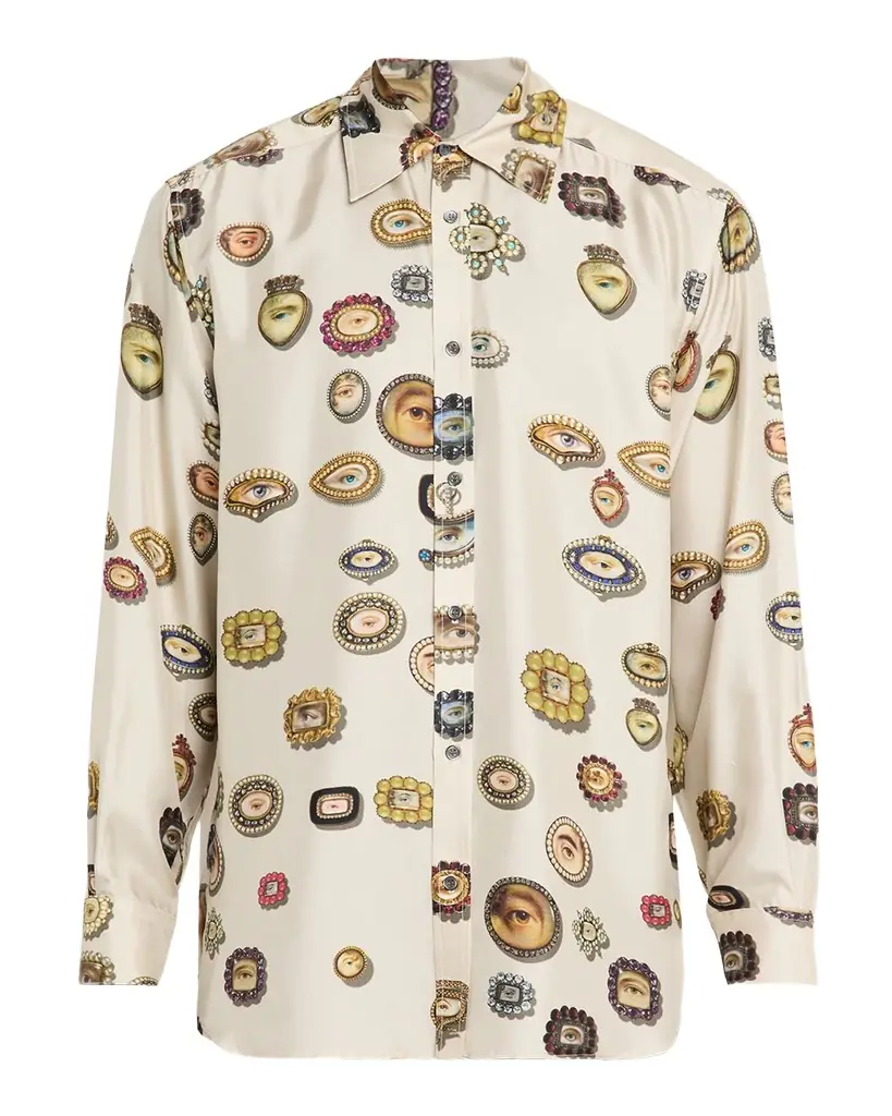 Libertine Men 's Lovers Eyes Classic Silk Shirt | Image 1 Libertine Men 's Lovers Eyes Classic Silk Shirt | Image 1