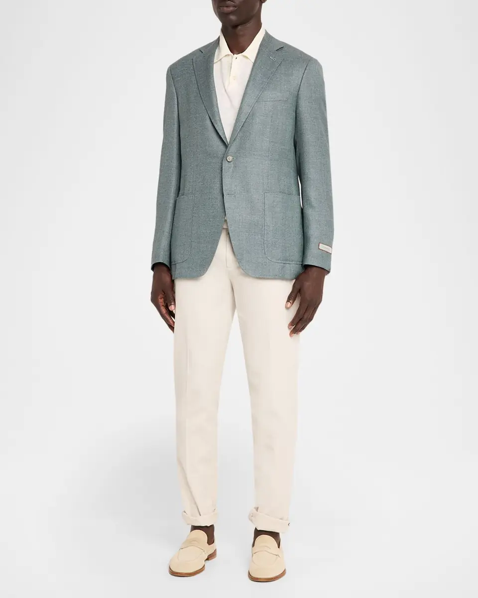 Canali Herringbone Wool-Blend Single-Breasted Blazer | Thumbnail 2 Canali Herringbone Wool-Blend Single-Breasted Blazer | Thumbnail 2