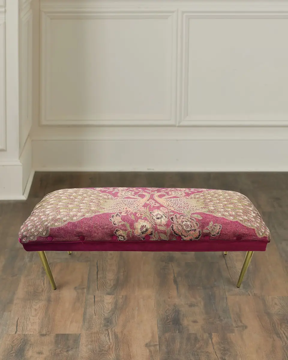 Haute House Fuchsia Peacock Bench, 42" | Image 1 Haute House Fuchsia Peacock Bench, 42" | Image 1
