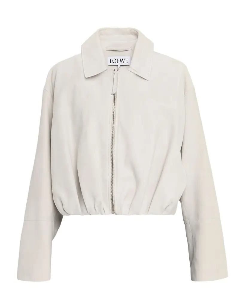 Suede Draped Bomber Jacket