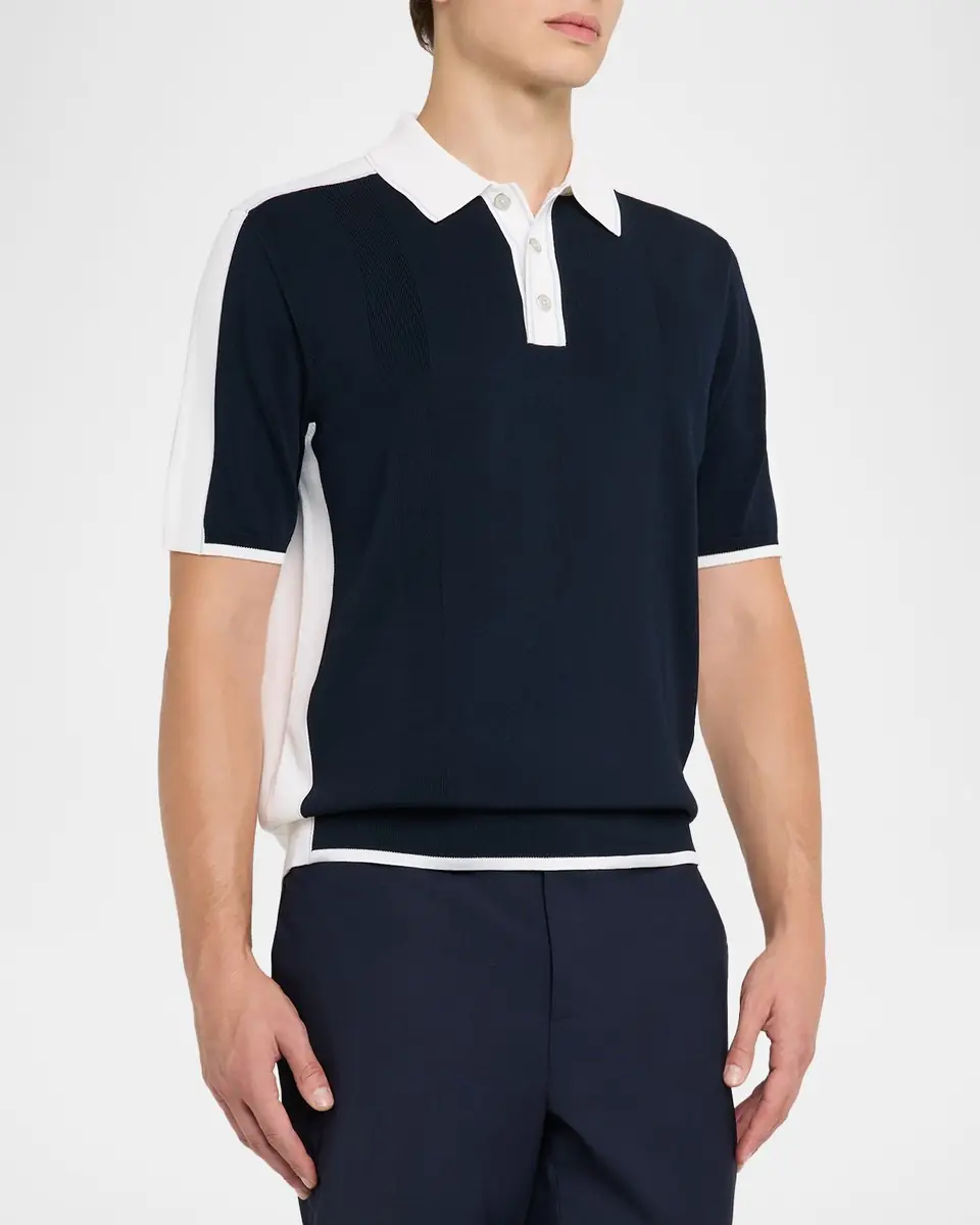 Reiss Men's Pentel Color-Block Knit Polo Shirt | Thumbnail 4 Reiss Men's Pentel Color-Block Knit Polo Shirt | Thumbnail 4