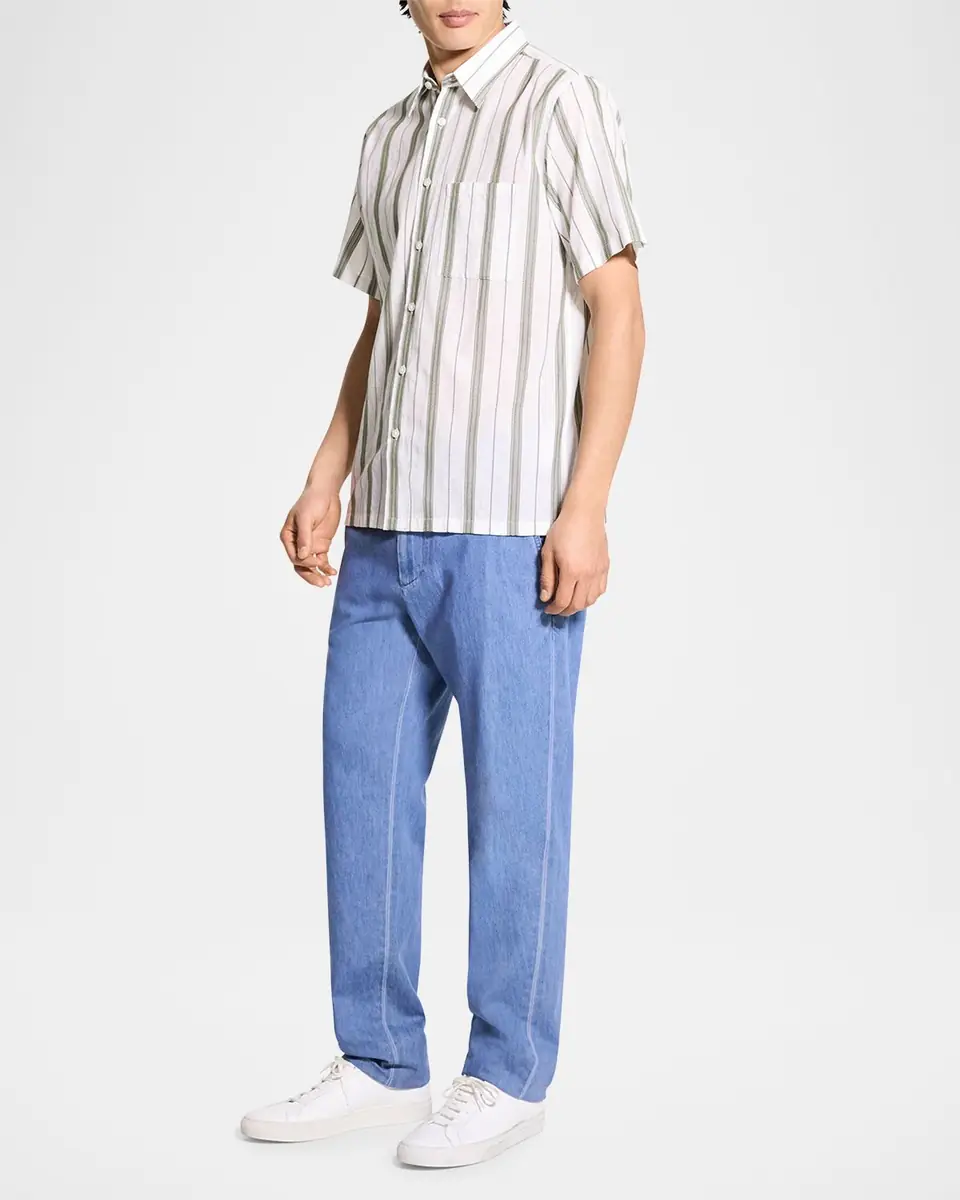 Theory Men's Summer Dobby Stripe Short-Sleeve Shirt | Thumbnail 2 Theory Men's Summer Dobby Stripe Short-Sleeve Shirt | Thumbnail 2