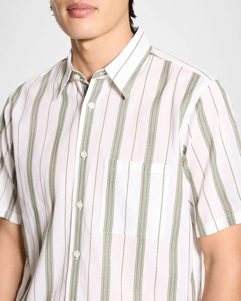 Theory Men's Summer Dobby Stripe Short-Sleeve Shirt | Thumbnail 5 Theory Men's Summer Dobby Stripe Short-Sleeve Shirt | Thumbnail 5