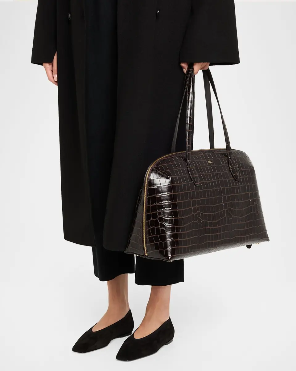 TOTEME Curved Croc-Embossed Leather Day Tote Bag | Thumbnail 2 TOTEME Curved Croc-Embossed Leather Day Tote Bag | Thumbnail 2
