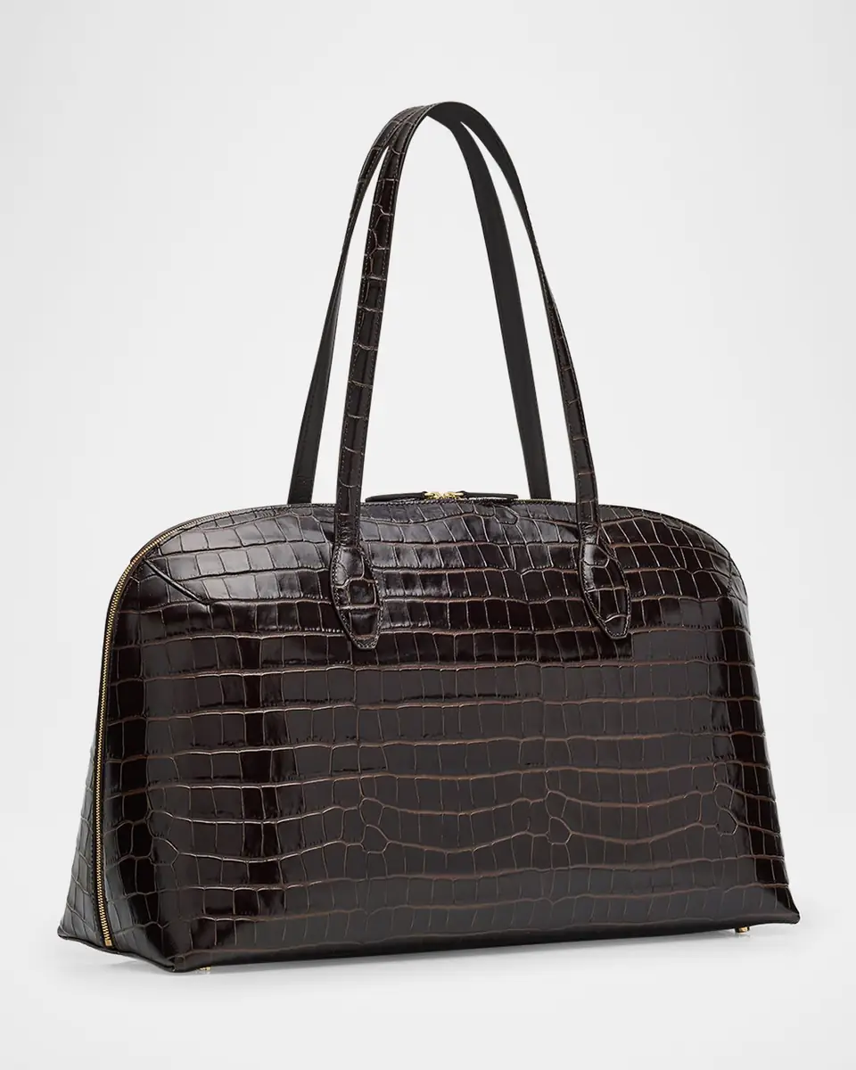 TOTEME Curved Croc-Embossed Leather Day Tote Bag | Thumbnail 3 TOTEME Curved Croc-Embossed Leather Day Tote Bag | Thumbnail 3