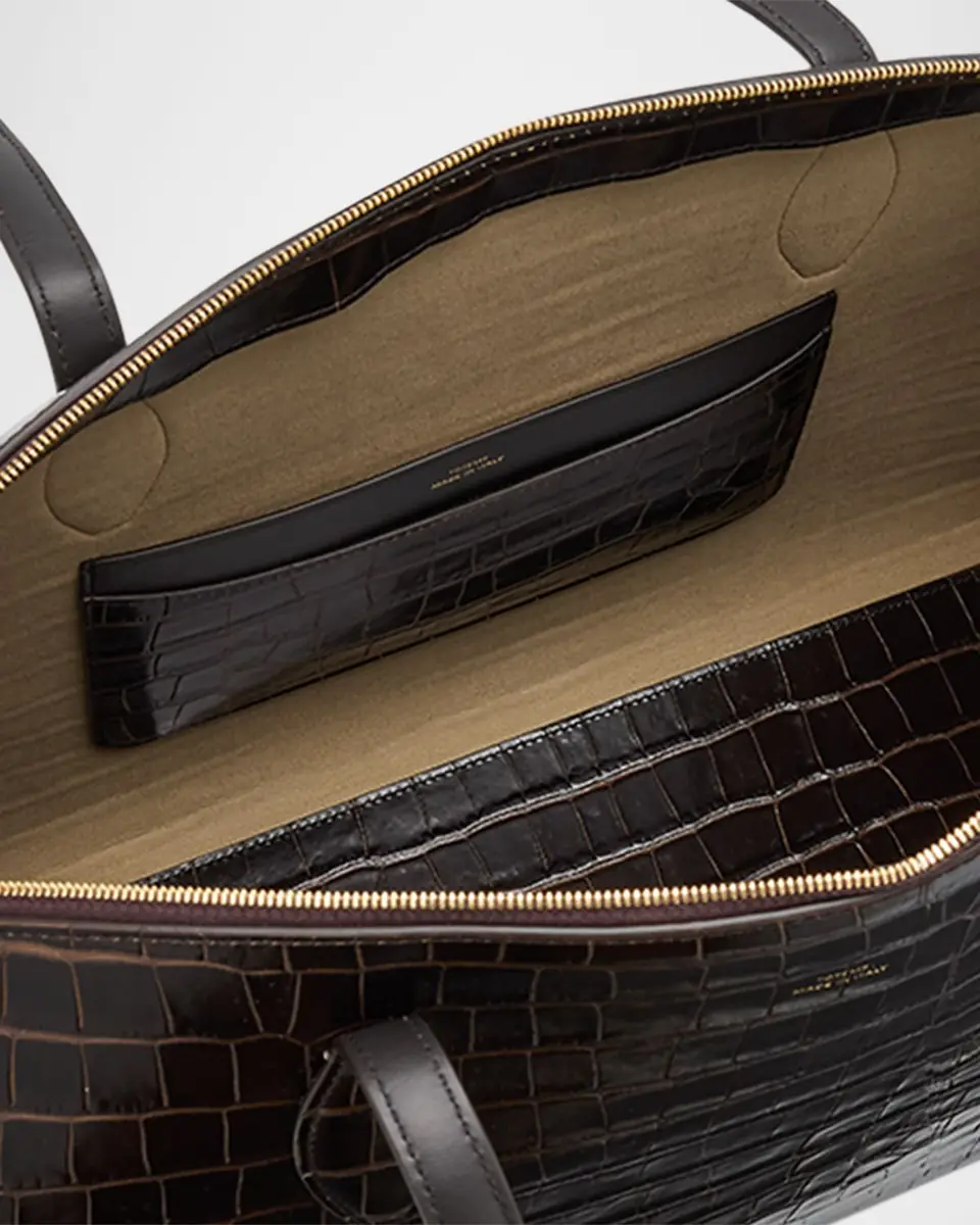 TOTEME Curved Croc-Embossed Leather Day Tote Bag | Thumbnail 4 TOTEME Curved Croc-Embossed Leather Day Tote Bag | Thumbnail 4