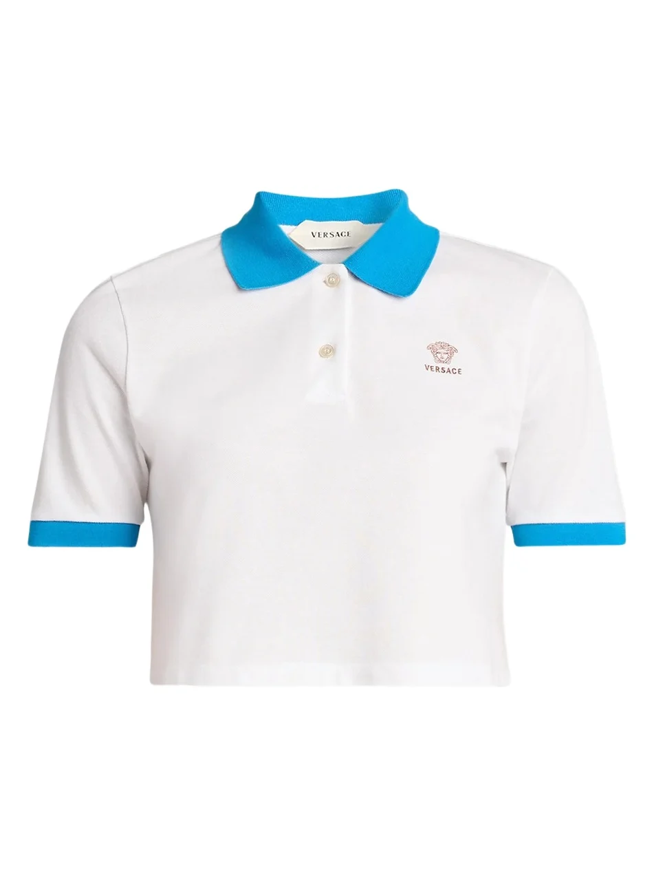 Versace Women's Medusa Pique Crop Polo Top