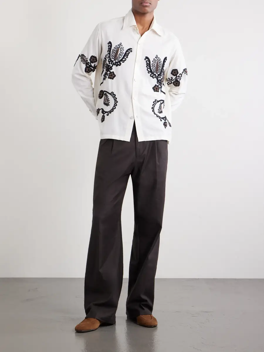 Kartik Research Bead-Embellished Embroidered Cotton-Poplin Shirt - Men | Thumbnail 2 Kartik Research Bead-Embellished Embroidered Cotton-Poplin Shirt - Men | Thumbnail 2