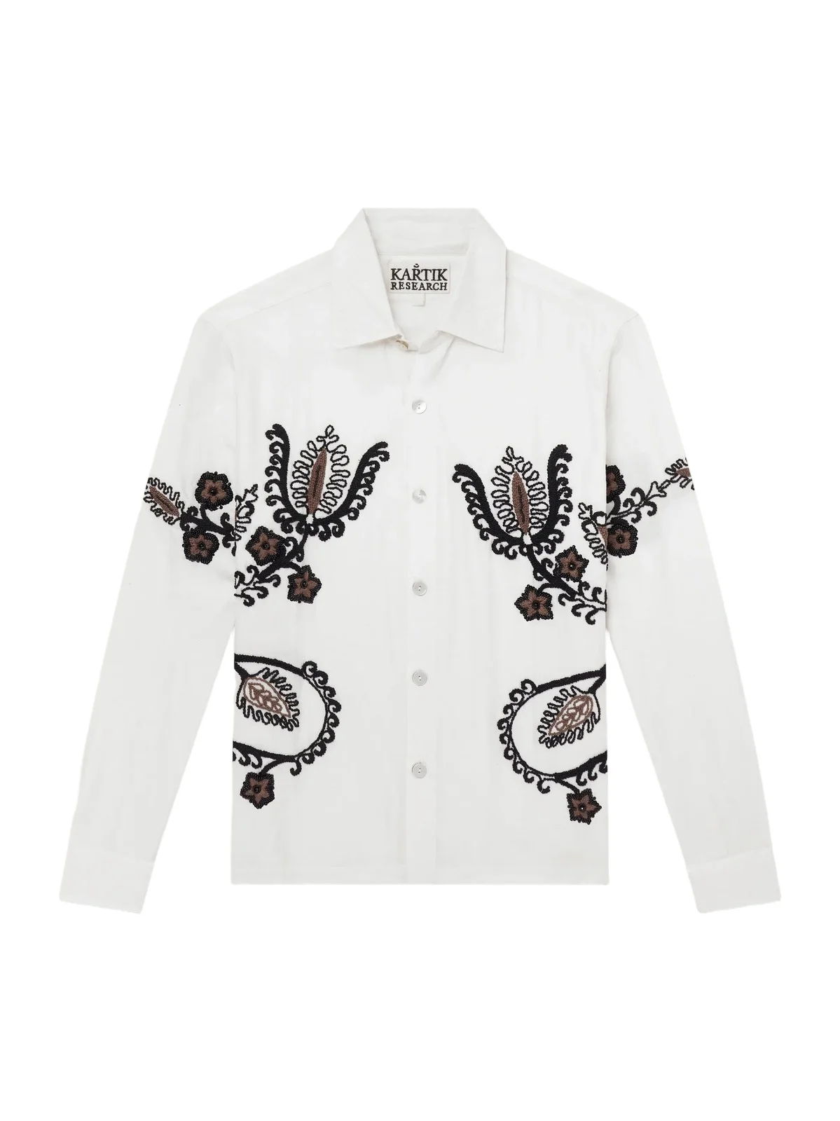 Bead-Embellished Embroidered Cotton-Poplin Shirt - Men