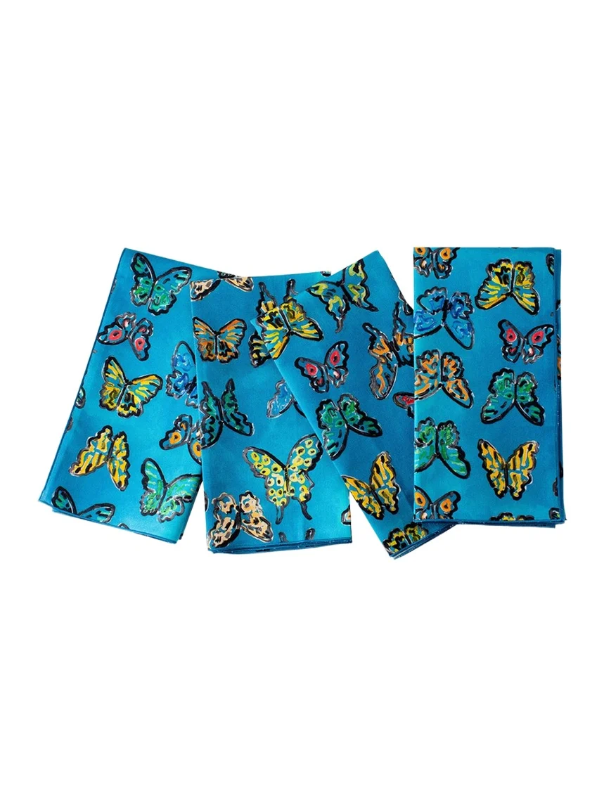 Hunt Slonem Lakeside Butterfly Cotton Dinner Napkin - 20"Sq.