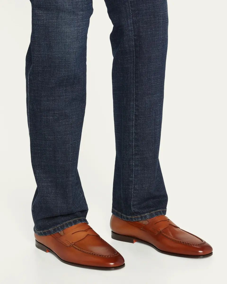 Santoni Men's Door Leather Penny Loafers | Thumbnail 2 Santoni Men's Door Leather Penny Loafers | Thumbnail 2