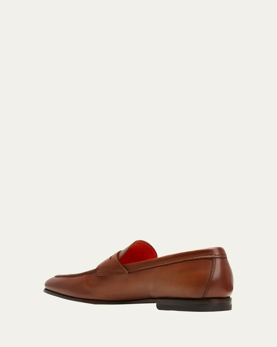 Santoni Men's Door Leather Penny Loafers | Thumbnail 4 Santoni Men's Door Leather Penny Loafers | Thumbnail 4