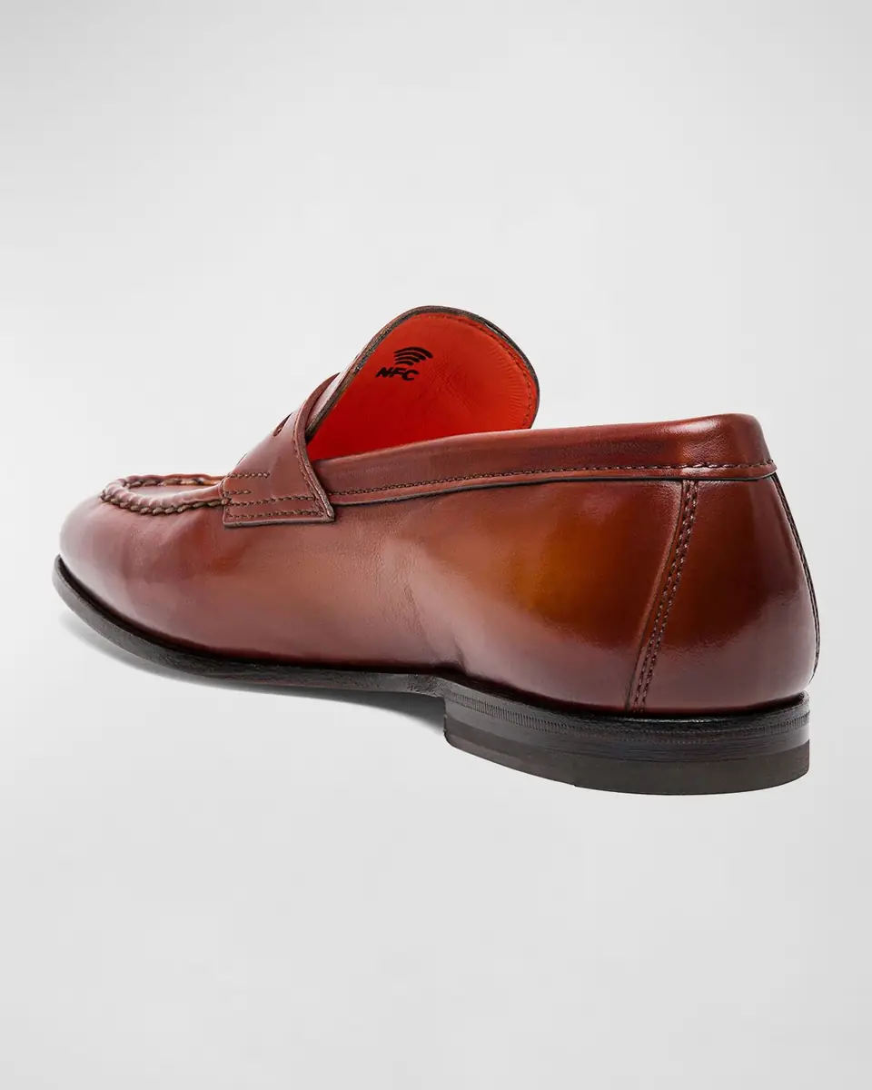 Santoni Men's Door Leather Penny Loafers | Thumbnail 8 Santoni Men's Door Leather Penny Loafers | Thumbnail 8