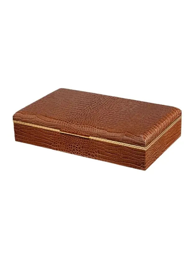 AERIN Classic Croc Leather Desk Box