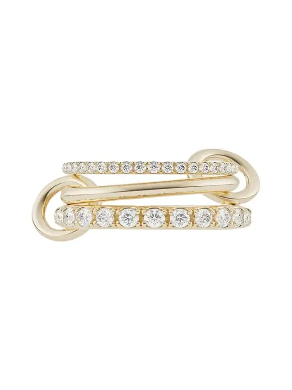 Norah Yellow Gold Pave 3-Link Ring