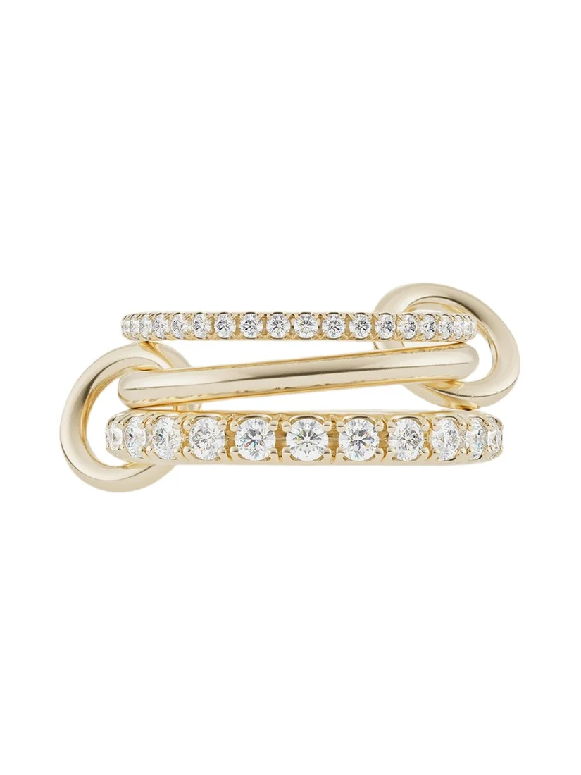 Norah Yellow Gold Pave 3-Link Ring Norah Yellow Gold Pave 3-Link Ring