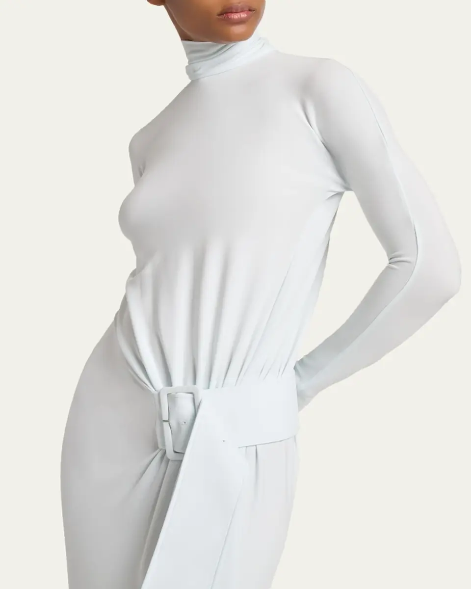 Courrèges Turtleneck Belted Crepe Jersey Maxi Dress | Thumbnail 5