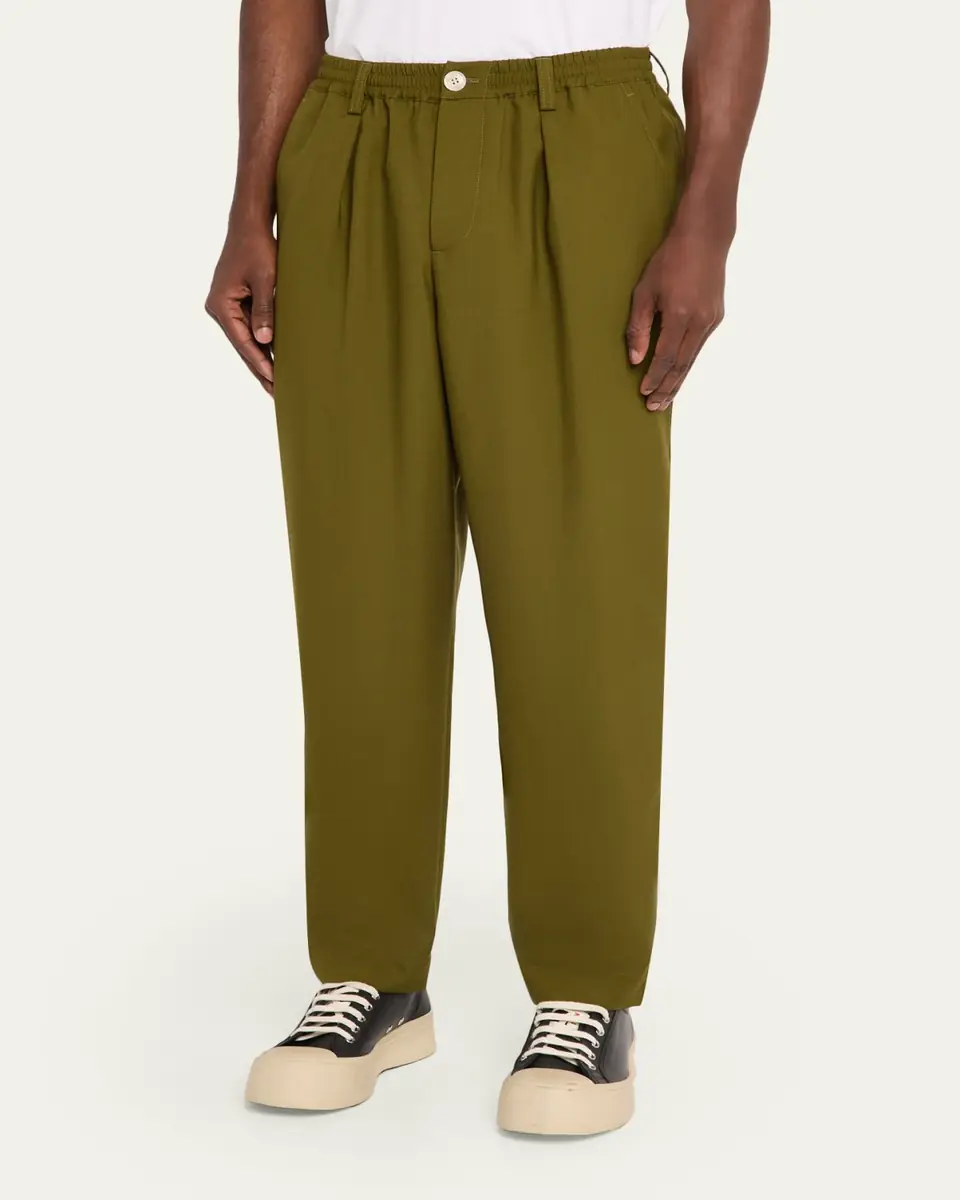 Marni Men's Wool Coulisse-Waist Pleated Trousers | Thumbnail 4 Marni Men's Wool Coulisse-Waist Pleated Trousers | Thumbnail 4