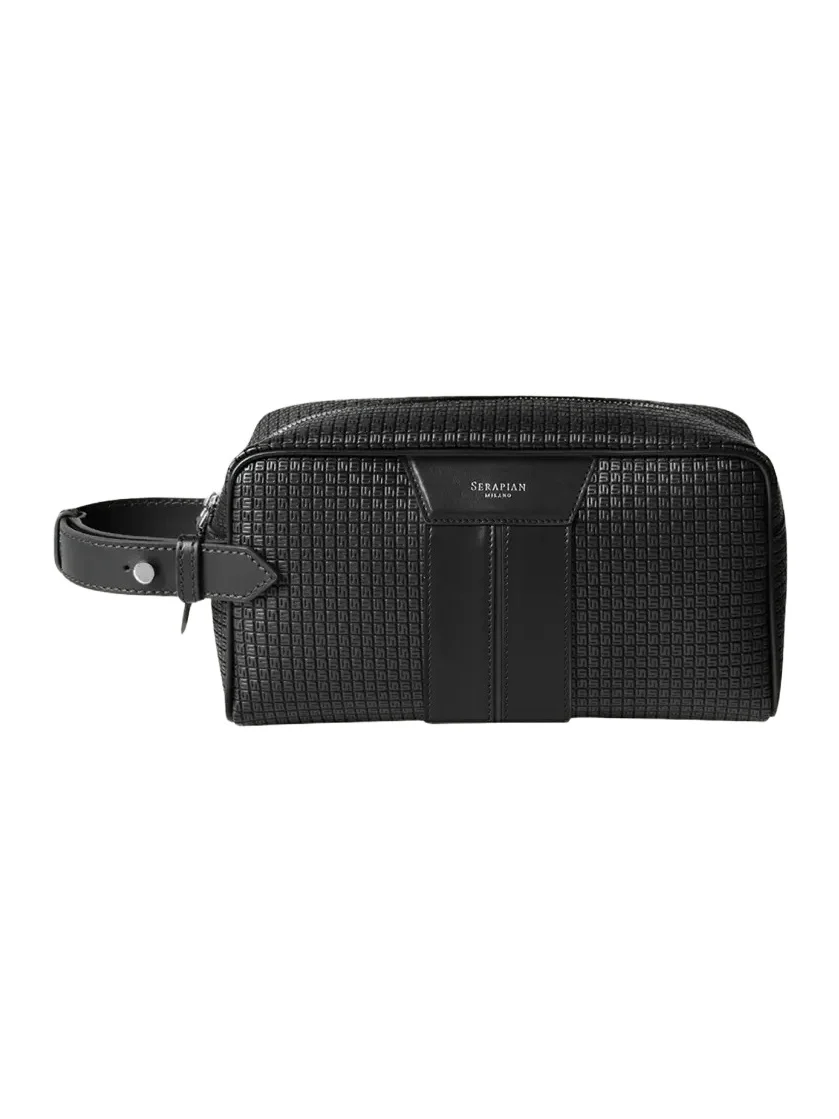 Serapian Men's Stepan Canvas and Leather Wash Bag