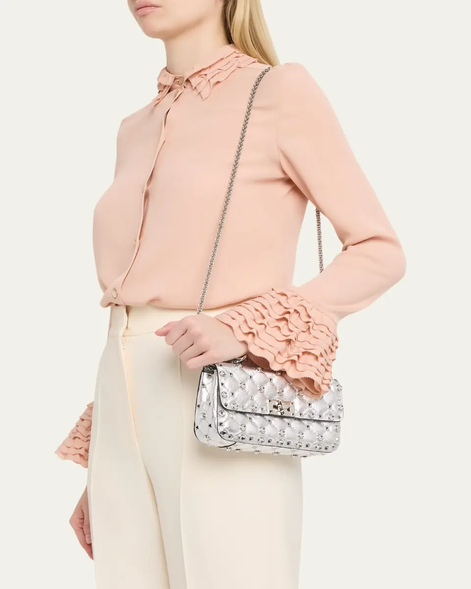 Valentino Garavani Quilted Rockstud Metallic Leather Top-Handle Bag | Thumbnail 2 Valentino Garavani Quilted Rockstud Metallic Leather Top-Handle Bag | Thumbnail 2
