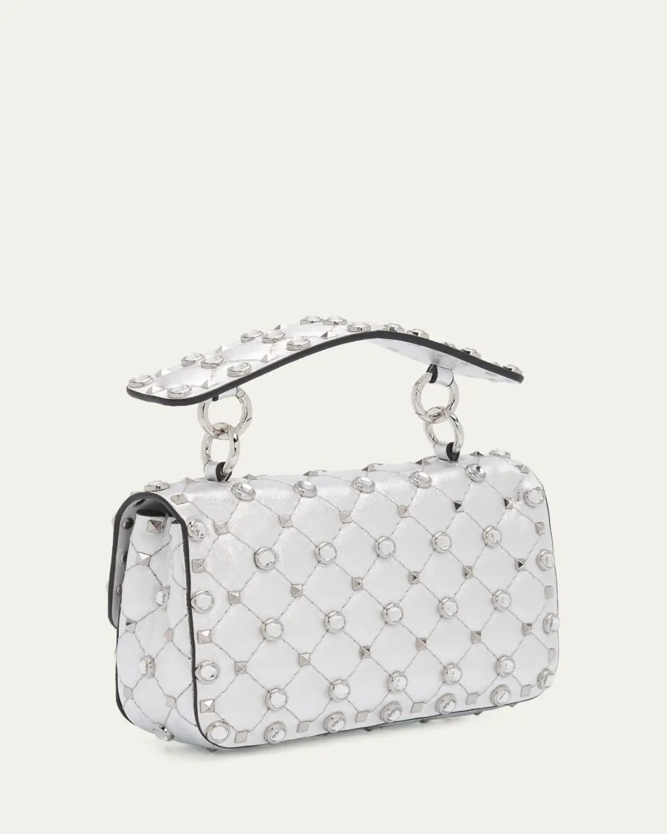 Valentino Garavani Quilted Rockstud Metallic Leather Top-Handle Bag | Thumbnail 3 Valentino Garavani Quilted Rockstud Metallic Leather Top-Handle Bag | Thumbnail 3