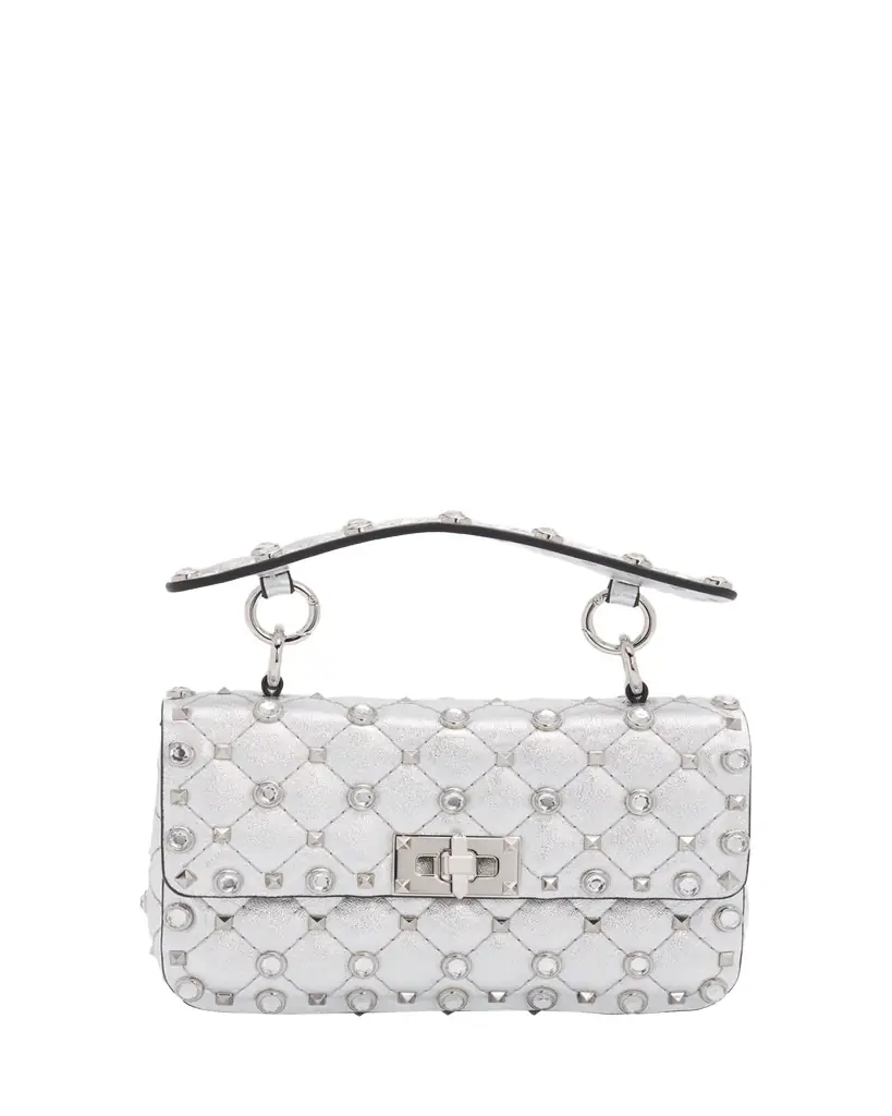 Valentino Garavani Quilted Rockstud Metallic Leather Top-Handle Bag | Image 1 Valentino Garavani Quilted Rockstud Metallic Leather Top-Handle Bag | Image 1