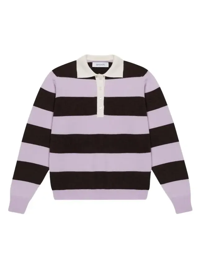 Striped Cashmere Polo Sweater